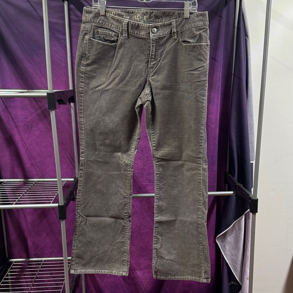 LOFT Women's Charcoal Corduroy Curvy Boot Cut Jeans size 12P
